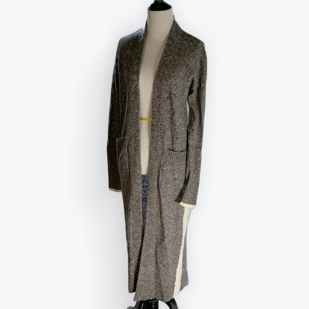 Color-Blocked Gray Athleta Transit Open-Front Long Cardigan Duster Sweater ~ XS